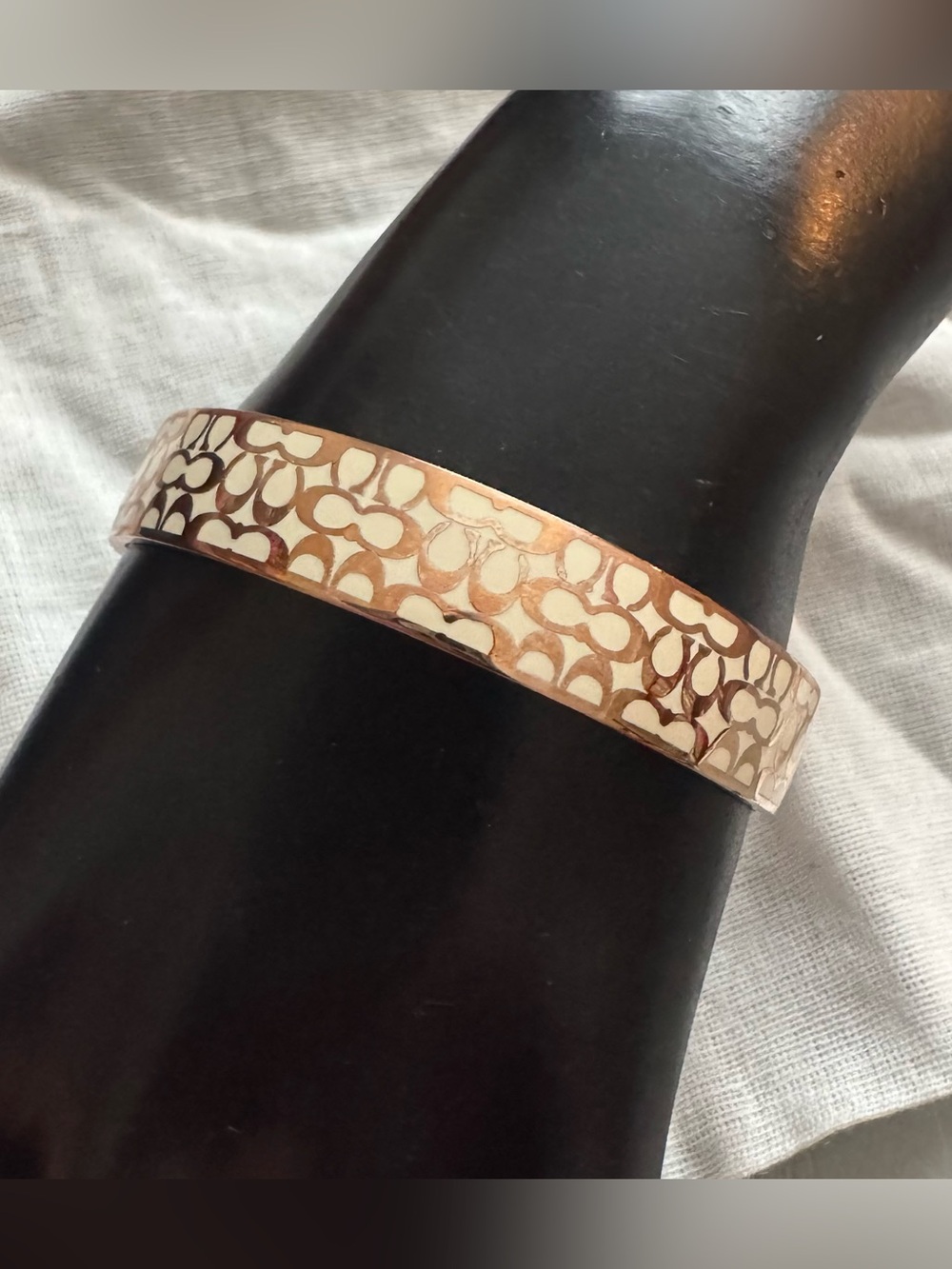 Coach C Logo bangle in ivory & rose gold